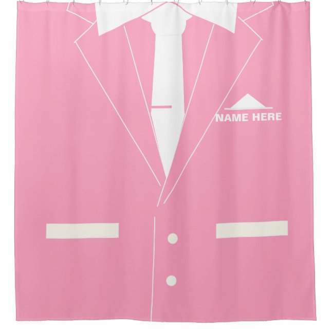 Personalized Shower Curtain with Suit Custom Name (Front)