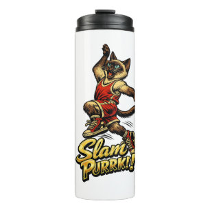 Personalized Siamese Basketball Cat Thermal Tumble Tumbler