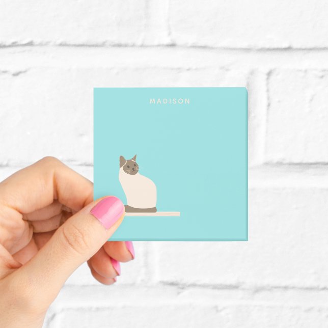 Personalized Siamese Cat Blue Sticky Notes (Creator Uploaded)