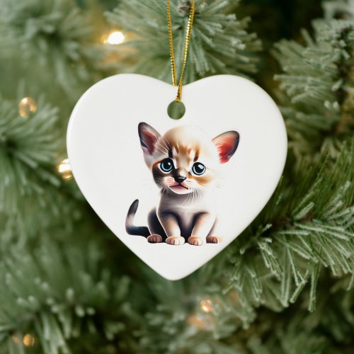 Personalized Siamese Kitten Ceramic Ornament