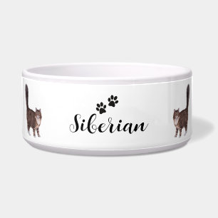 Personalized Siberian Cat Bowl with Name & Breed 