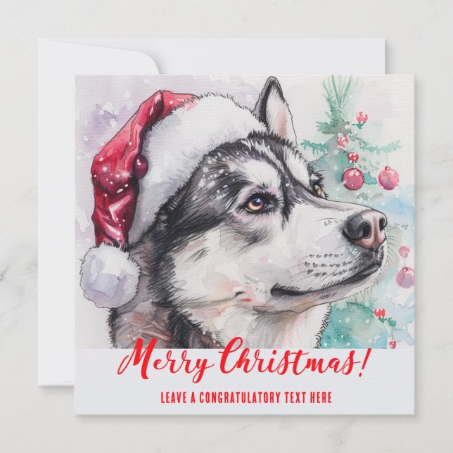 Personalized Siberian Husky Holiday  Card (Front)