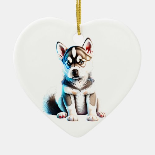 Personalized Siberian Husky Puppy Ceramic Ornament