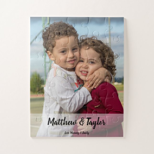Personalized Siblings Photo Gift Jigsaw Puzzle (Vertical)