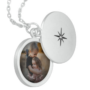 Personalized Siblings Photo Script Handwriting  Locket Necklace