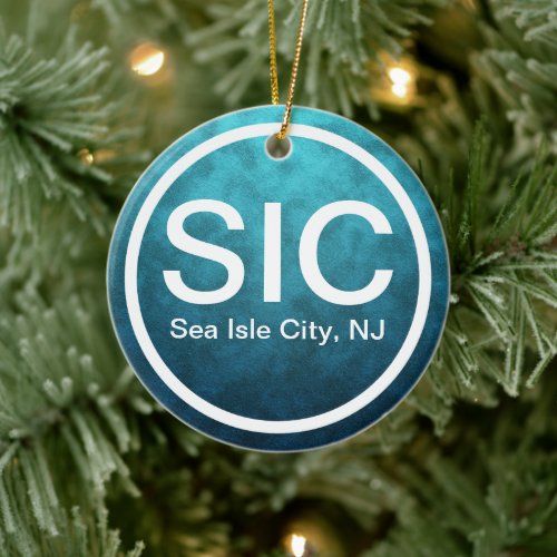 Personalized SIC Sea Isle City NJ Beach Christmas Ceramic Ornament