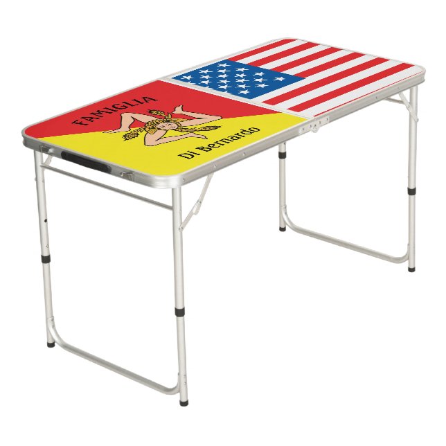 Personalized Sicilian-American Beer Pong Table (Angled)