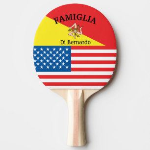 Personalized Sicilian-American Flag Ping Pong Paddle