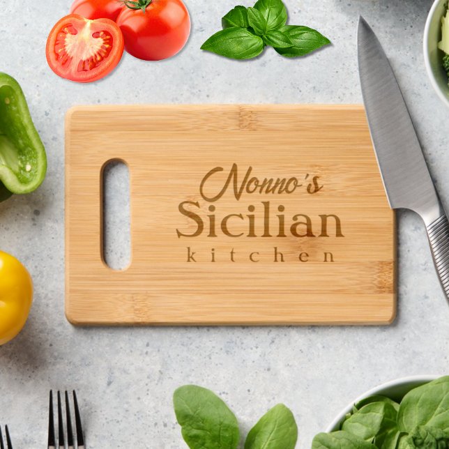 Personalized Sicilian Kitchen Engraved Cutting Board (Nonno's Sicilian (or Italian) kitchen cutting board - heritage gift for grandfather)