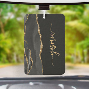 Personalized Signature Black Gold Agate Air Freshener