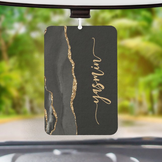 Personalized Signature Black Gold Agate Air Freshener (Creator Uploaded)