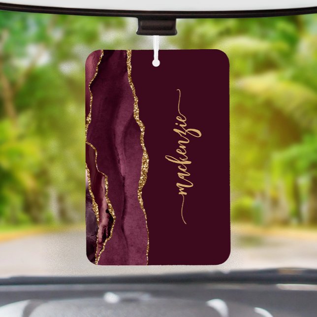 Personalized Signature Burgundy Gold Agate Air Freshener (Creator Uploaded)