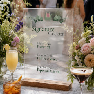 Personalized Signature Cocktail Wedding Bar Acrylic Sign