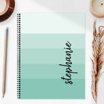 Personalized Signature Color Block Aqua 2024 Planner<br><div class="desc">This trendy modern design features five color block stripes in gradient tints from light to medium aqua. Personalize it with your name in vertical black signature handwriting script.</div>