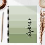Personalized Signature Color Block Sage Green 2024 Planner<br><div class="desc">This trendy modern design features five color block stripes in gradient tints from light to medium sage green. Personalize it with your name in vertical black signature handwriting script.</div>