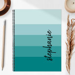 Personalized Signature Color Block Teal 2024 Planner<br><div class="desc">This trendy modern design features five color block stripes in gradient tints from light to medium teal. Personalize it with your name in vertical black signature handwriting script.</div>