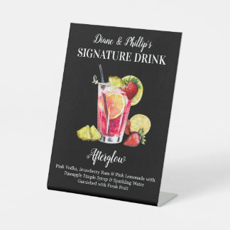Personalized Signature Drink Rum Tropical Drink Pedestal Sign