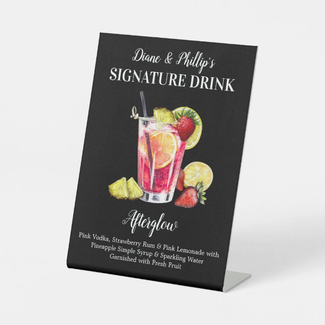 Personalized Signature Drink Rum Tropical Drink Pedestal Sign (Front)