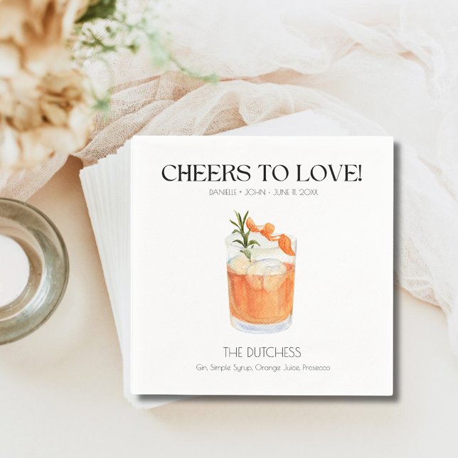 Personalized Signature Drink Wedding Napkins (Custom Signature Cocktail Wedding Napkins)