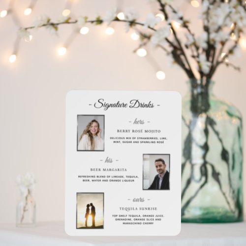Personalized Signature Drinks Silver Wedding Photo Foam Board