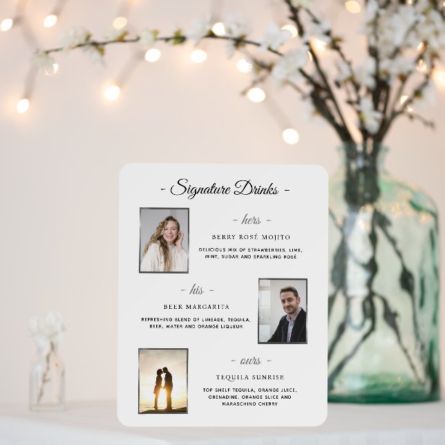 Personalized Signature Drinks Silver Wedding Photo Foam Board (In Situ (Wedding))
