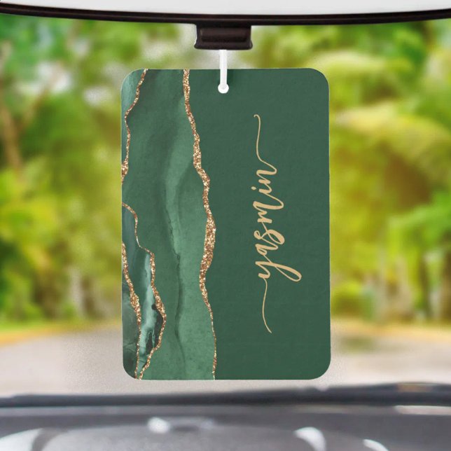 Personalized Signature Emerald Green Gold Agate Air Freshener (Creator Uploaded)