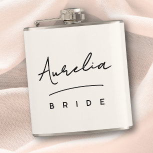 Personalized Signature Ivory White Bachelorette Flask