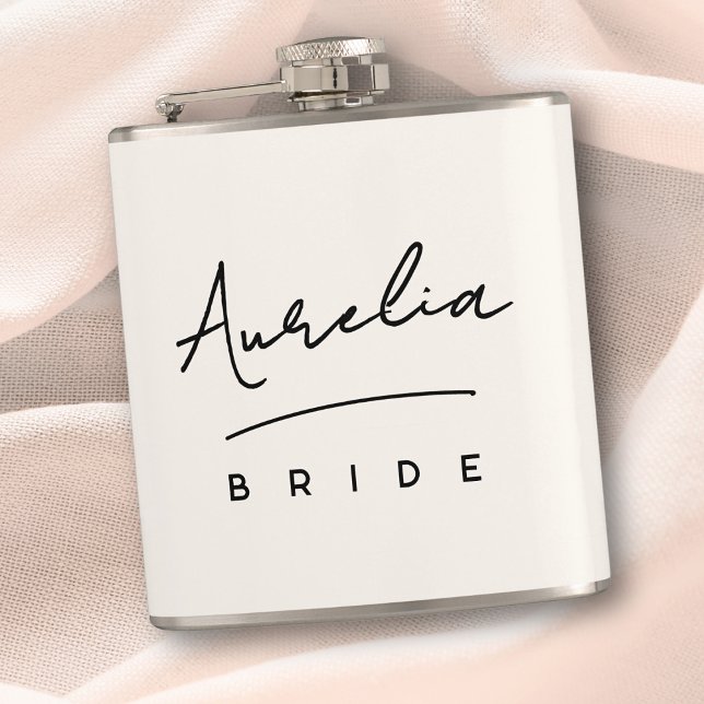 Personalized Signature Ivory White Bachelorette Flask (Creator Uploaded)