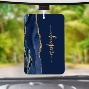 Personalized Signature Navy Blue Gold Agate Air Freshener
