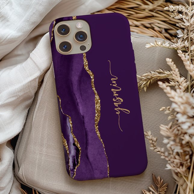 Personalized Signature Purple Gold Agate Case-Mate iPhone Case (Creator Uploaded)