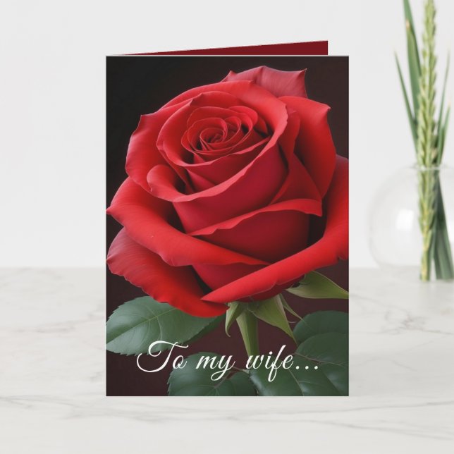 Personalized Signature Red Rose Card for Wife (Front)