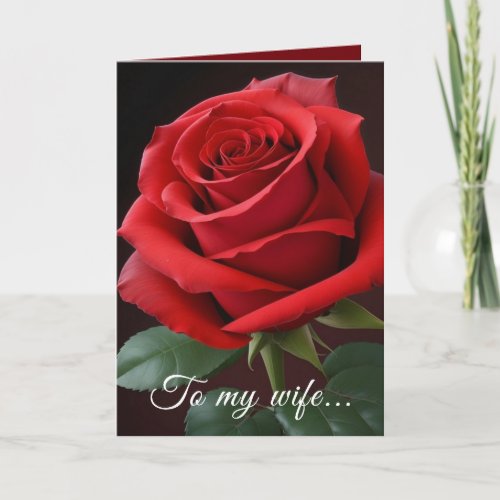 Personalized Signature Red Rose Card for Wife