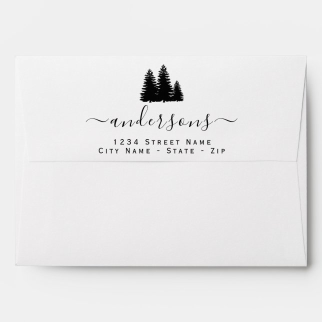 Personalized Signature Script - Pine Trees Envelope (Back (Top Flap))