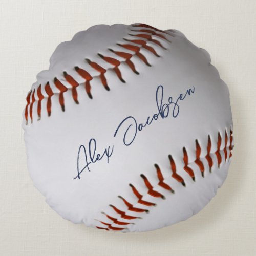 Personalized Signed Baseball Round Pillow