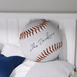 Personalized Signed Baseball Round Pillow
