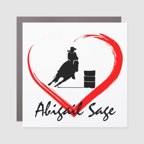 Personalized Silhouette Barrel Racing Horse Heart Car Magnet
