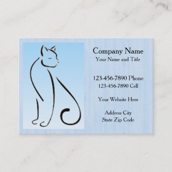 Personalized Silhouette Cat Business Cards - Blue by Cats_Eyes at Zazzle
