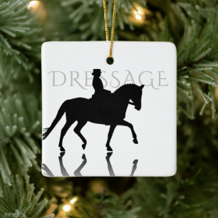 Personalized Silhouette Dressage Horse Christmas Ceramic Ornament