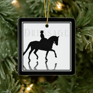 Personalized Silhouette Dressage Horse Christmas Ceramic Ornament