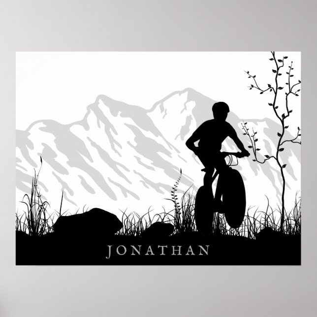 Personalized Silhouette Mountain Bike Poster (Front)