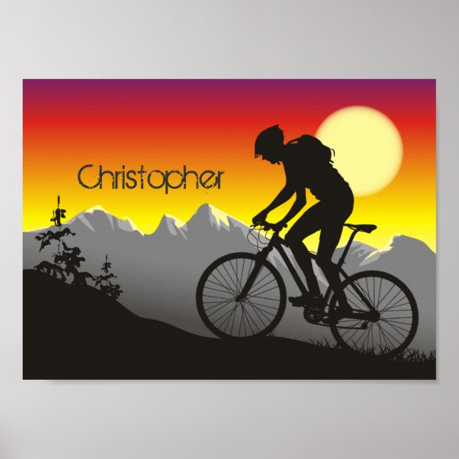 Personalized Silhouette Mountain Bike Poster (Front)