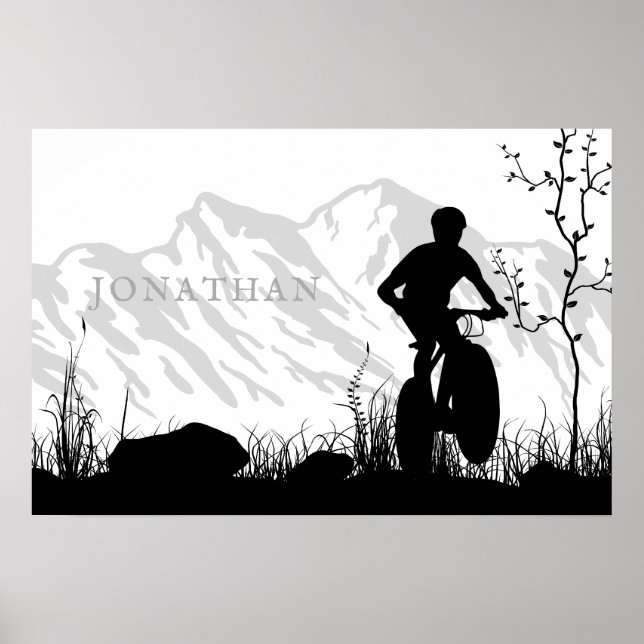 Personalized Silhouette Mountain Bike Poster (Front)