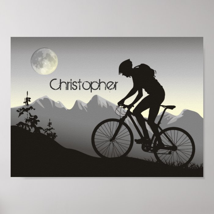 Personalized Silhouette Mountain Bike Poster