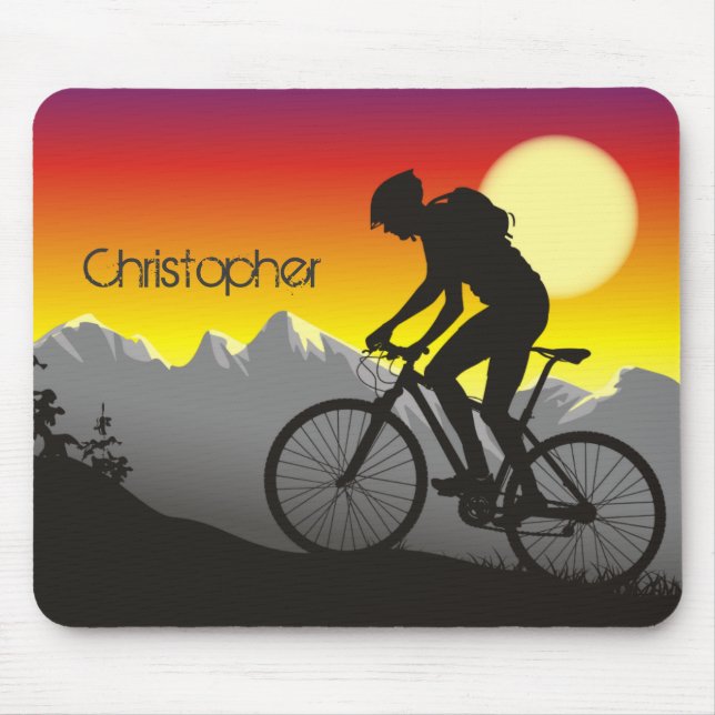 Personalized Silhouette Mountin Bike Mousepad (Front)