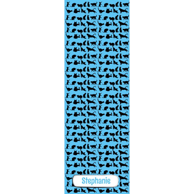 Personalized Silhouette Pattern On Blue Black Cat Yoga Mat (Creator Uploaded)