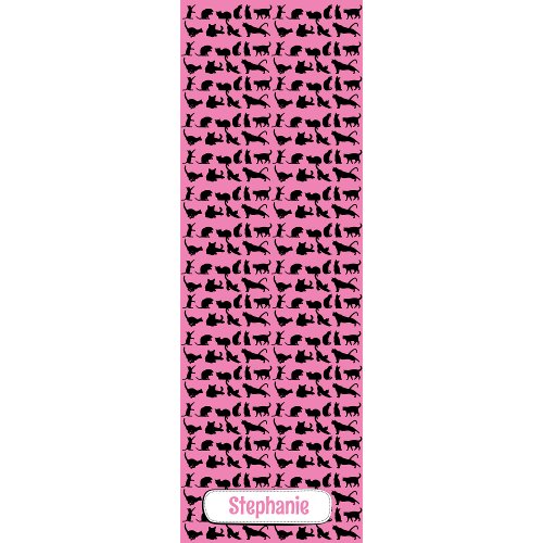 Personalized Silhouette Pattern On Pink Black Cat Yoga Mat