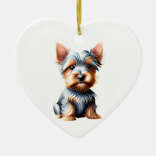 Personalized Silky Terrier Puppy Ceramic Ornament