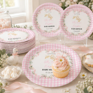 Personalized Silly Goose Baby Girl Baby Shower Paper Plates