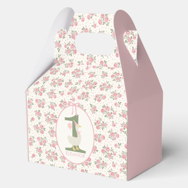 Personalized Silly Goose First Birthday Favor Box  (Front)