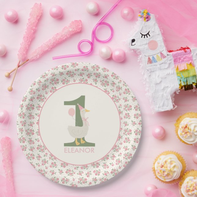 Personalized Silly Goose First Birthday Plate (Party)